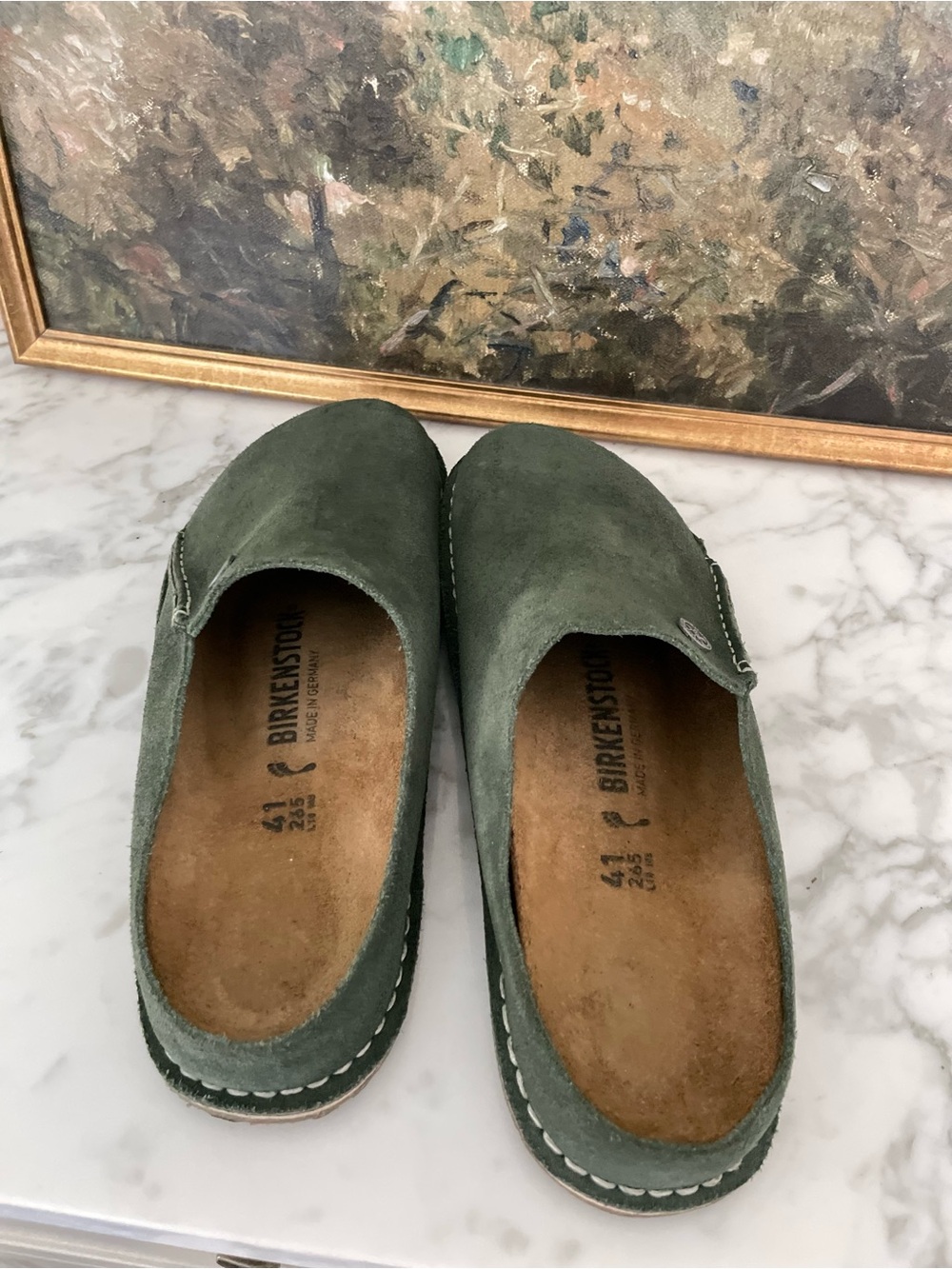 Birkenstock Zermatt Premium Lutry Mules Size 10 (41) Green Suede Clog - Picture 5 of 8